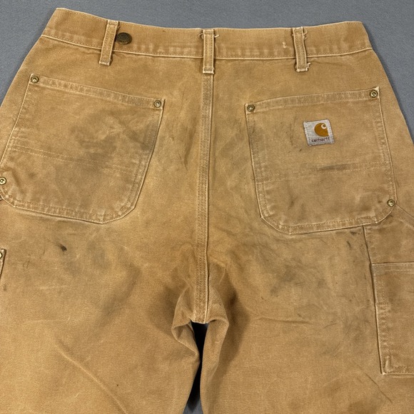 Carhartt Double Knee Tan Pants Men's BO1 BRN USA Loose 34X34 LOGGER BUTTONS - Picture 5 of 7